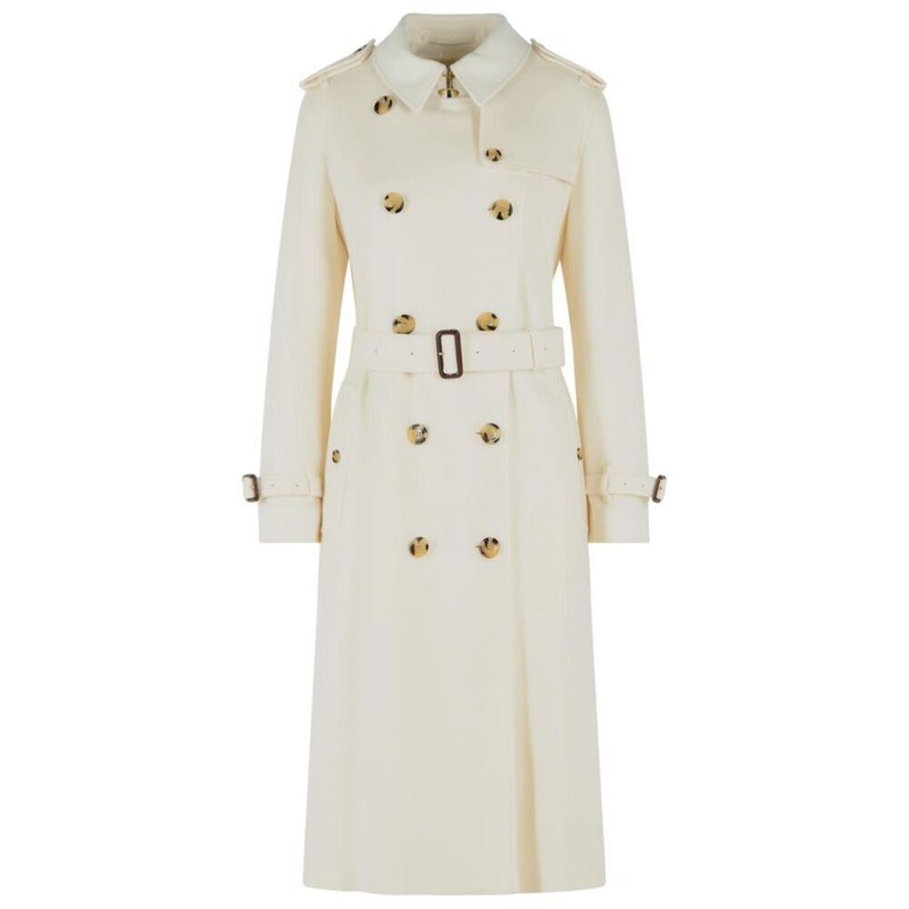 Burberry Kensington Ivory White Cashmere Long Trench Coat Women